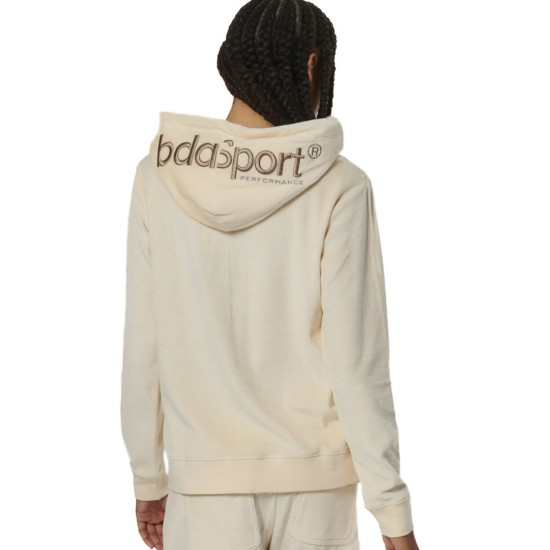 BODY ACTION VELUR HOODIE JACKET 071518 01 ΚΡΕΜ