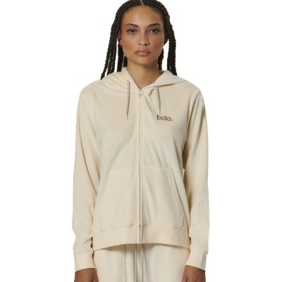 BODY ACTION VELUR HOODIE JACKET 071518 01 ΚΡΕΜ