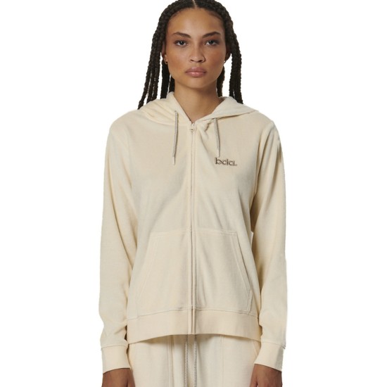 BODY ACTION VELUR HOODIE JACKET 071518 01 ΚΡΕΜ