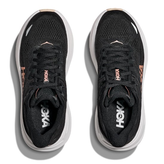 HOKA BONDI 9 1162012 BRGL ΜΑΥΡΟ ΡΟΖ ΧΡΥΣΟ