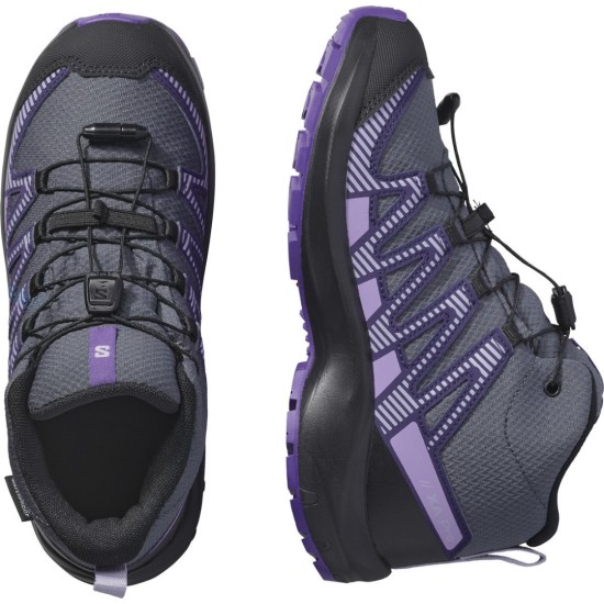 SALOMON JR XA PRO V8 MID WP 478573 ΓΚΡΙ ΜΩΒ