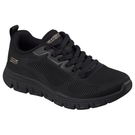 SKECHERS ENGINEERED KNIT LACE UP 117700 BBK ΜΑΥΡΟ