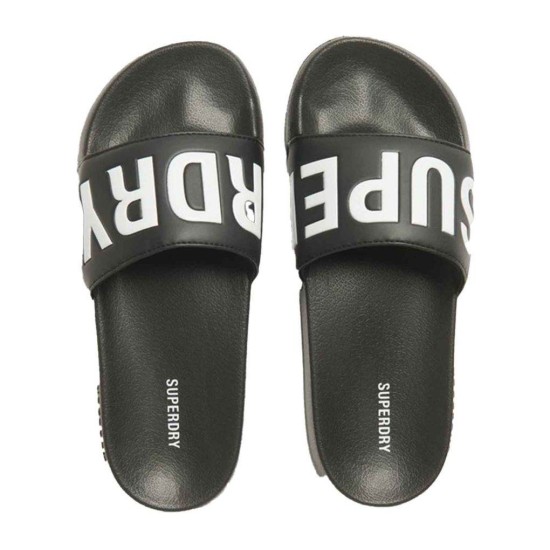 SUPERDRY CORE POOL SLIDE WF310237A 02A ΜΑΥΡΟ ΛΕΥΚΟ