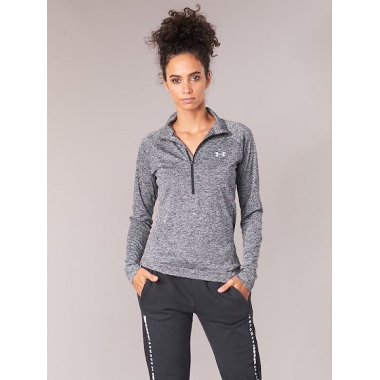 UNDER ARMOUR TECH TWIST 1/2 ZIP 1320128 001 ΓΚΡΙ ΜΑΥΡΟ